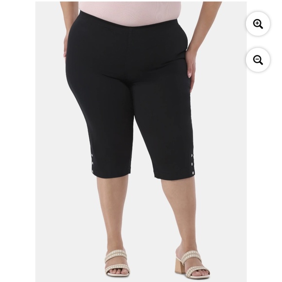 Just My Size Women’s Black Pull On Bling Tab Capris Pants Size 3X NEW - Picture 1 of 6